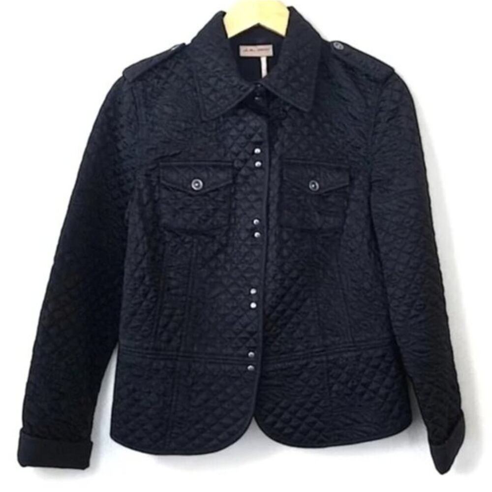 I.E Relaxed Quilted Jacket Black Size Medium Modern Utility Minimal Structured
